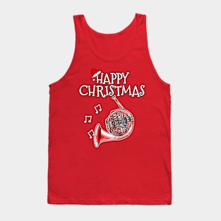 Christmas French Horn Brass Musician Santa Hat Xmas 2022 Tank Top